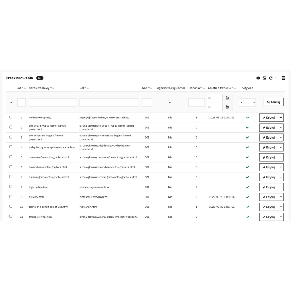 Reindirizzamenti 301 ed errori 404 - Gestione URL - Modulo PrestaShop