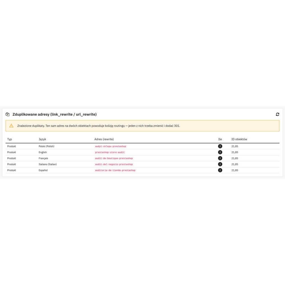 Redirections 301 et erreurs 404 - Gestionnaire d'URL - Module PrestaShop