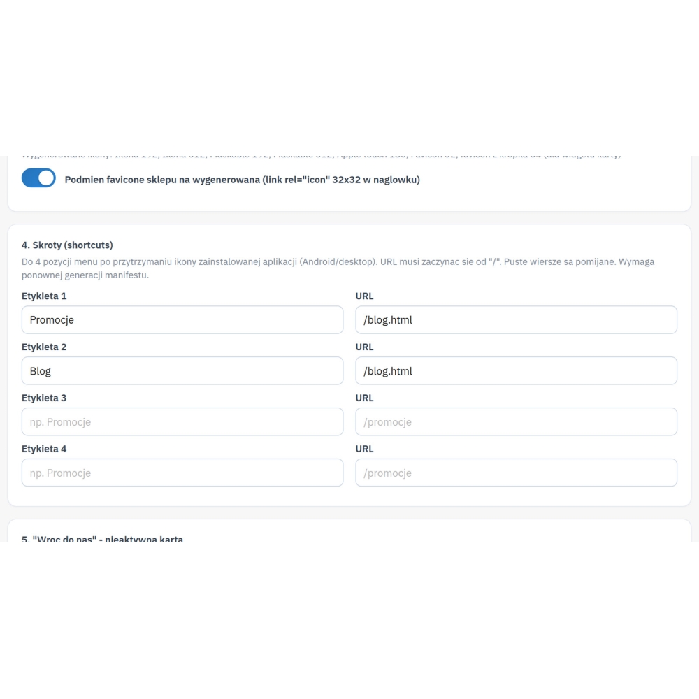 Manifest PWA i ikony sklepu PrestaShop
