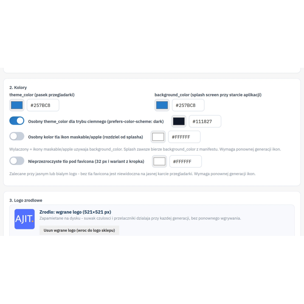 Manifest PWA i ikony sklepu PrestaShop