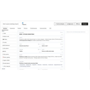 Disposizione visuale dei campi con drag and drop