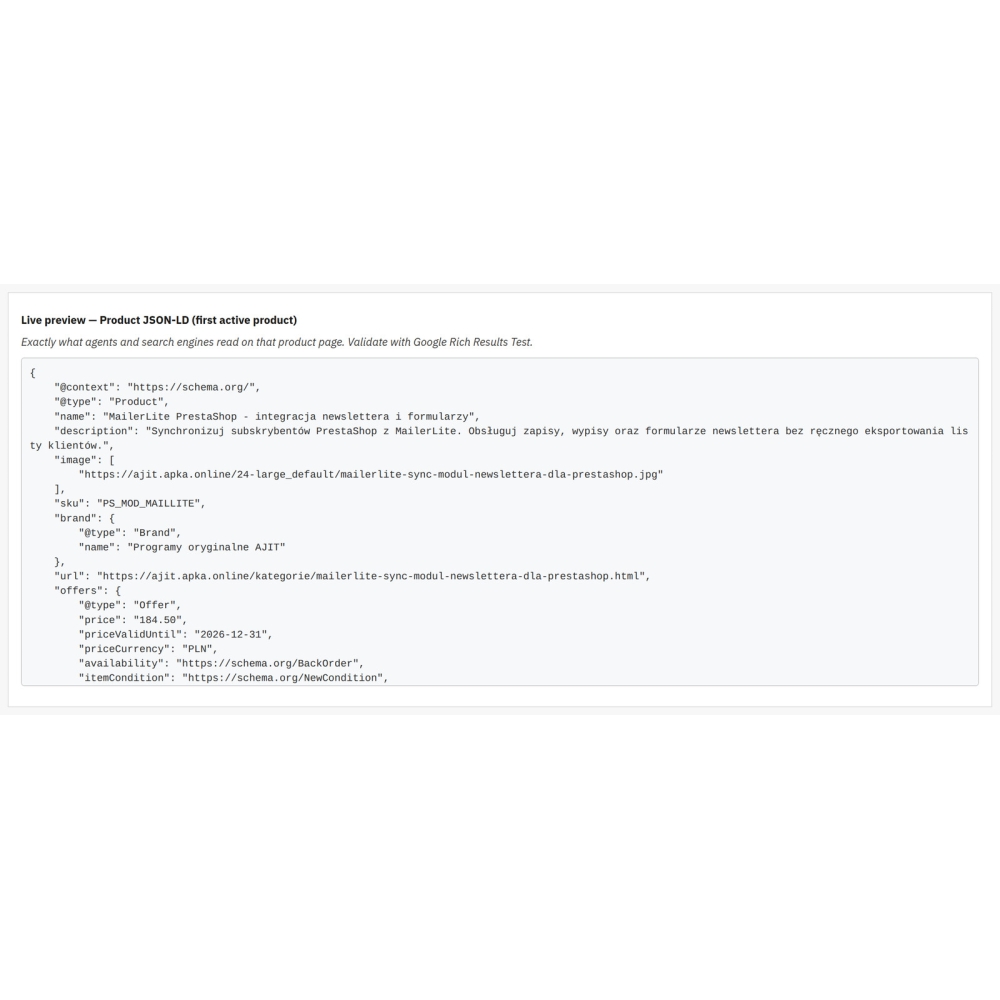 Strukturierte Daten Schema.org und JSON-LD - PrestaShop-Modul