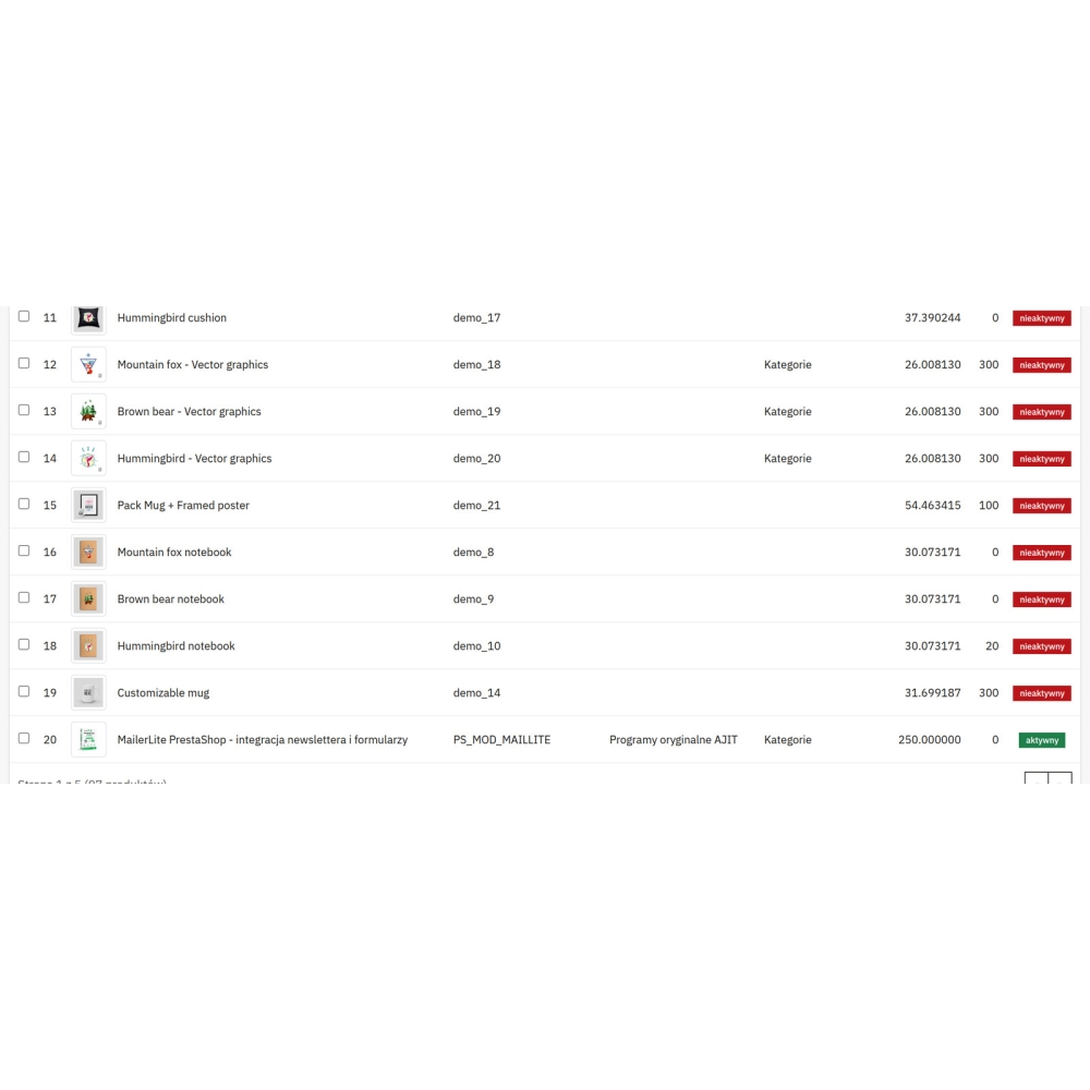 Edición masiva de productos - Módulo PrestaShop