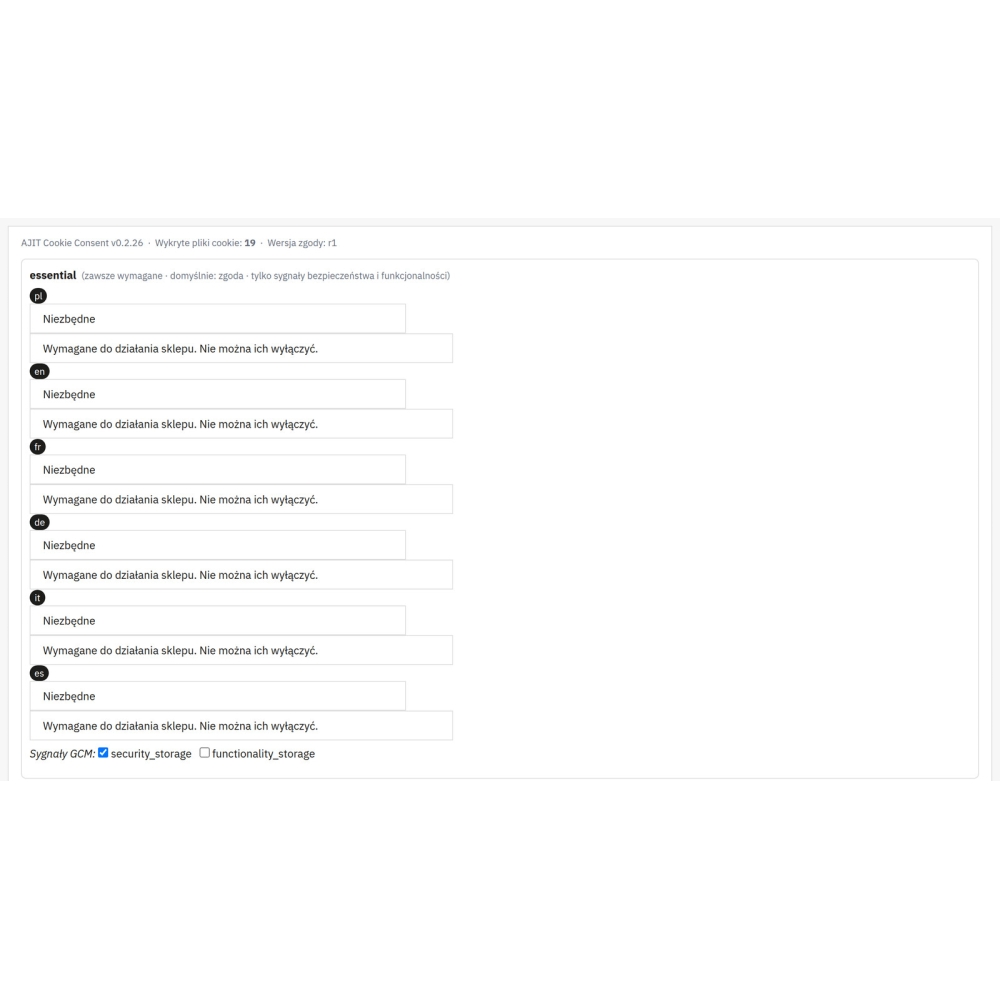 AJIT-COOKIECONSENT - Ustawienia ogólne