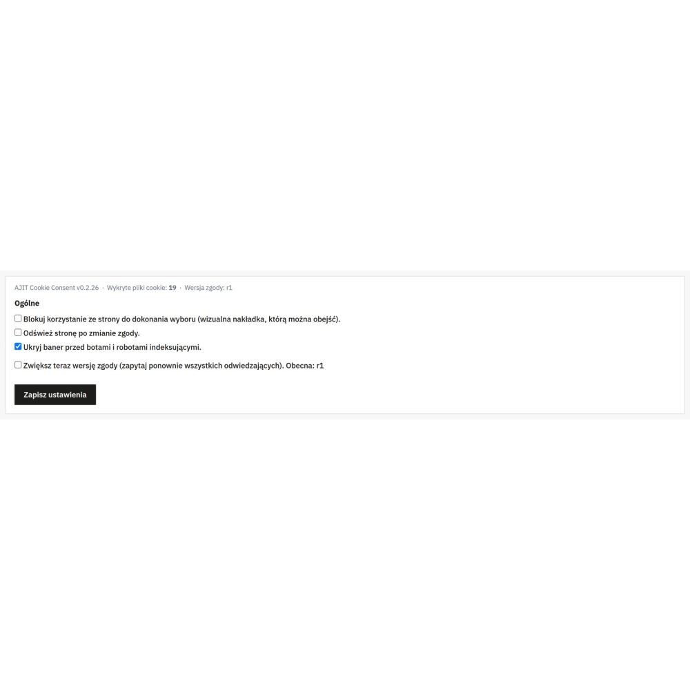 AJIT-COOKIECONSENT - Ustawienia ogólne
