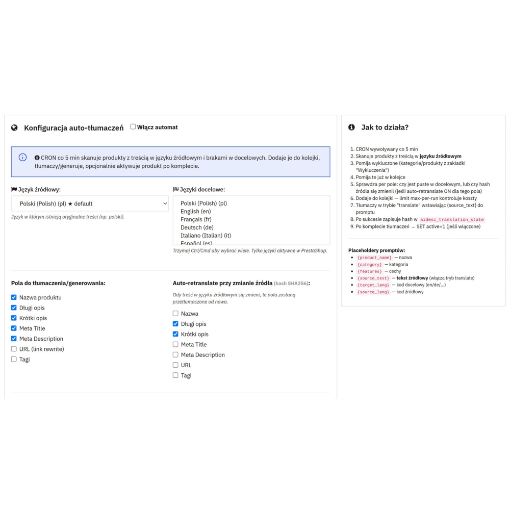 Generador AI de descripciones y traducciones de productos - Módulo PrestaShop