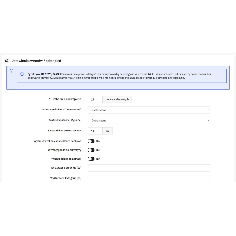 Zwroty i reklamacje PrestaShop - formularze i obsługa
