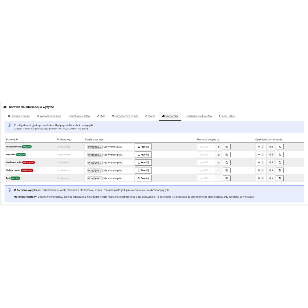 Costo di spedizione e data di consegna - Modulo PrestaShop