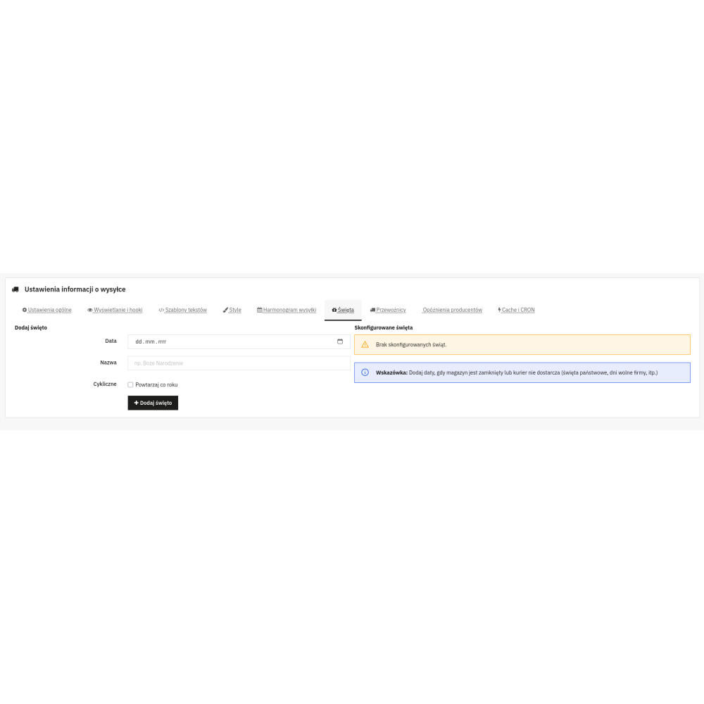 Frais de port et date de livraison - Module PrestaShop