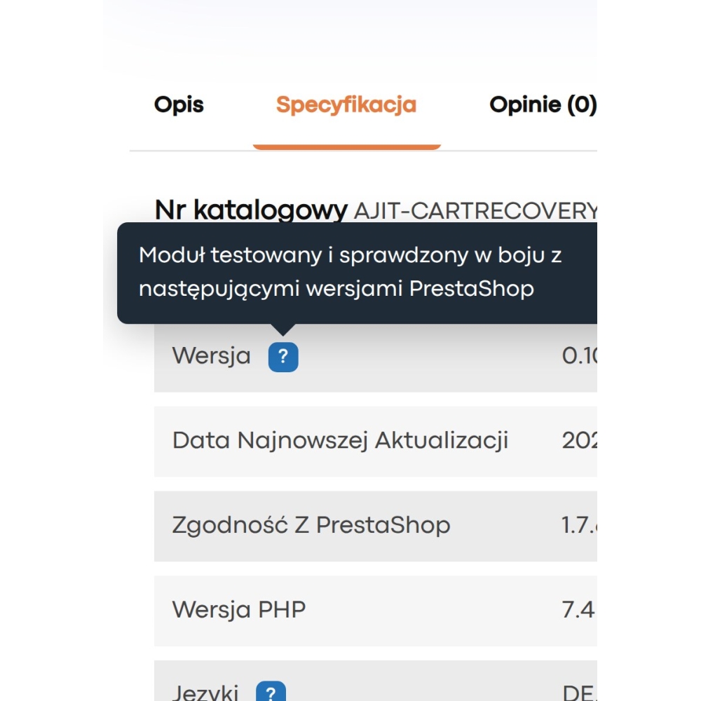 Tooltipy PrestaShop - opisy cech i parametrów produktów