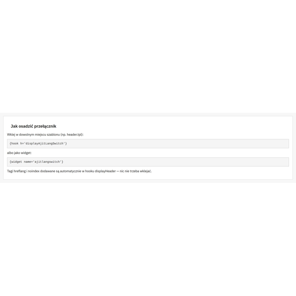 Przełącznik języków i hreflang PrestaShop multistore