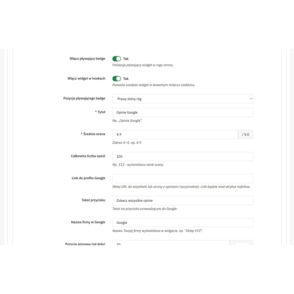 Widget opinii Google, Ceneo i Allegro dla PrestaShop