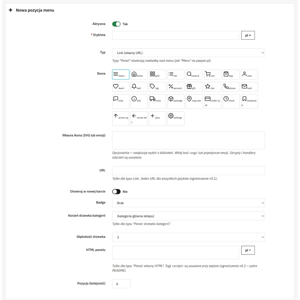Pływające menu PrestaShop - nawigacja mobilna i boczna