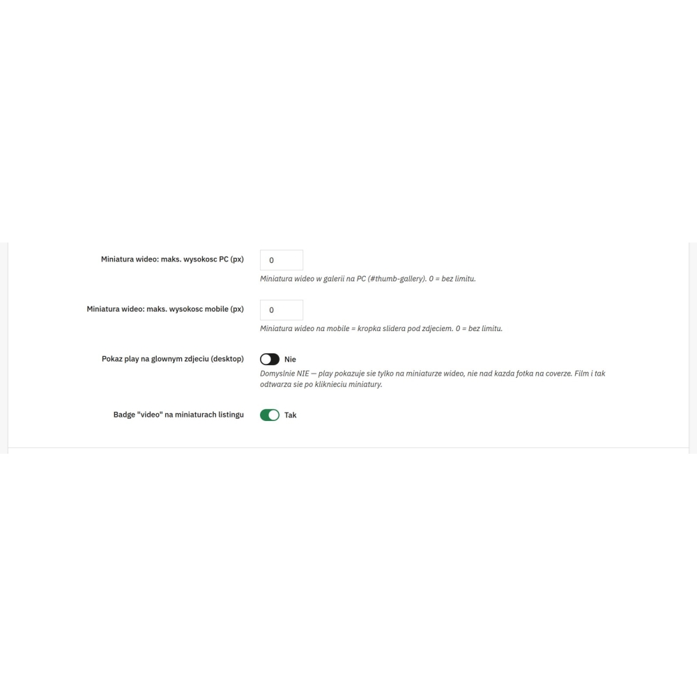 Wideo produktu PrestaShop - filmy w galerii i na listach