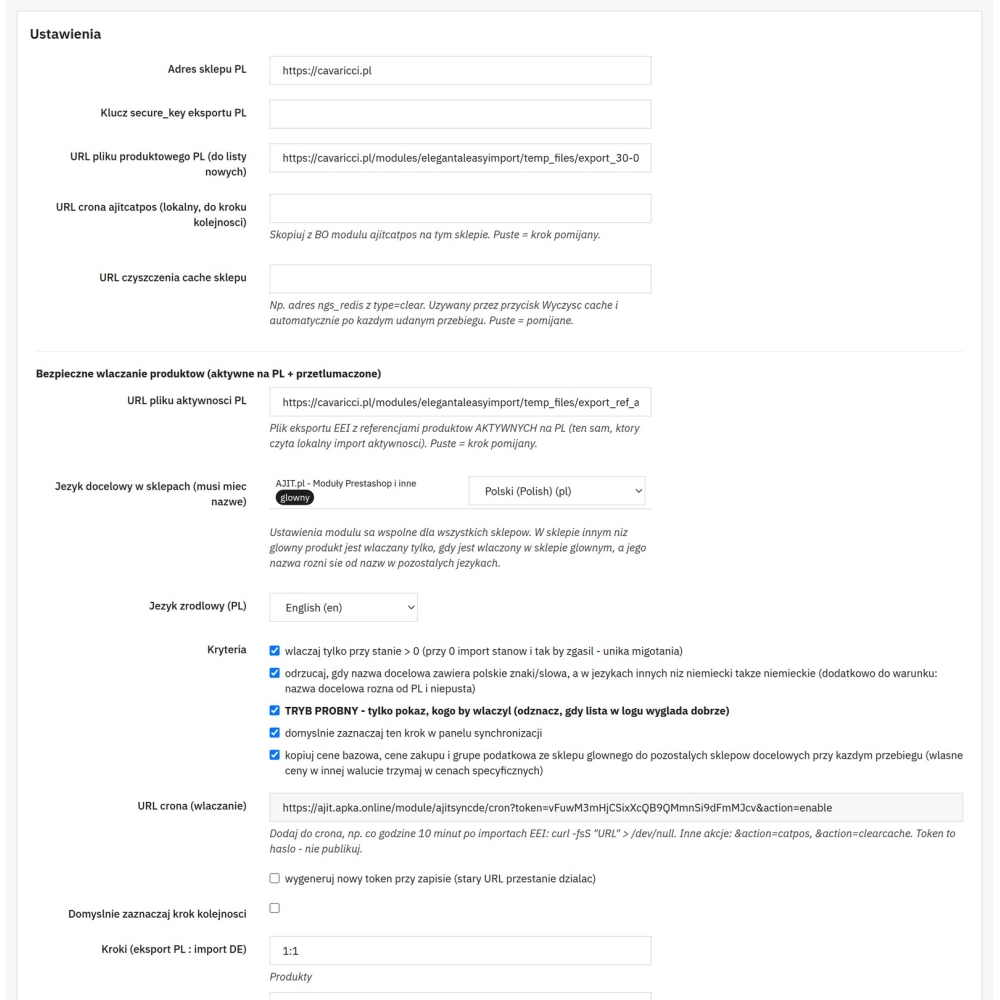 Synchronizacja produktów i stanów między sklepami PrestaShop