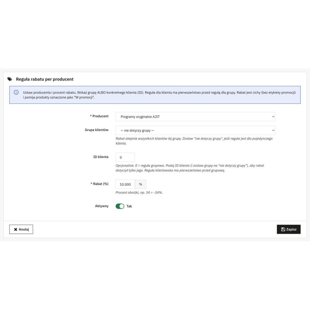 Descuentos por fabricante y grupo de clientes para PrestaShop - Módulo PrestaShop