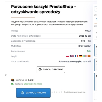 Elenco dei corrieri nella pagina prodotto