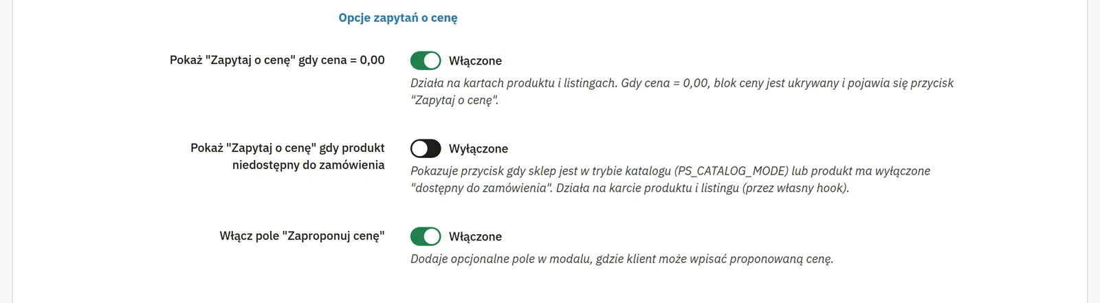 Opcjonalne pole z propozycją ceny klienta
