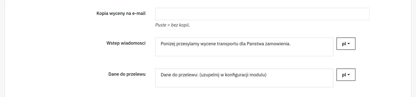 Quote message in the order language