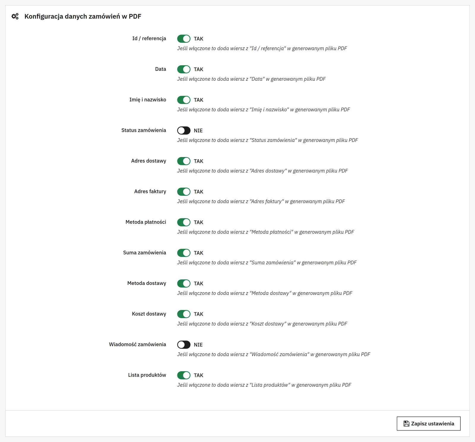 Masowe generowanie danych zamówień do PDF