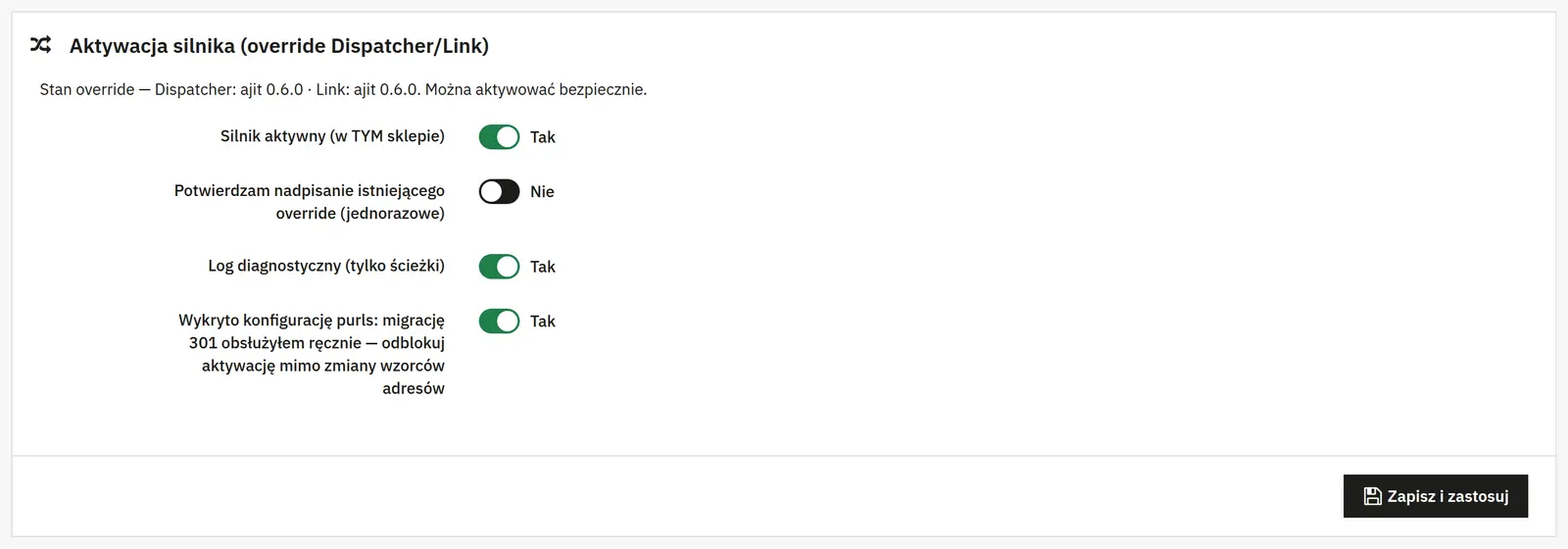 Bezpieczna instalacja override