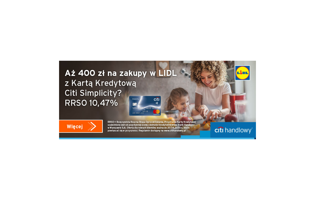 400zł do Lidla od banku za darmową kartę kredytową